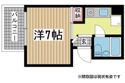 山手ダイヤハイツB(1K/6階)の間取り写真