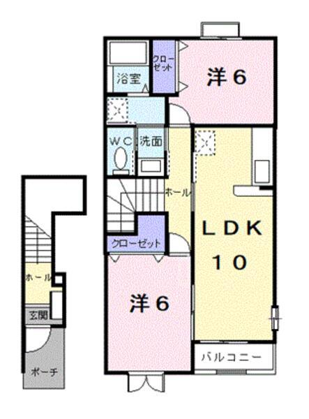 セレッソⅢ(2LDK/2階)の間取り写真