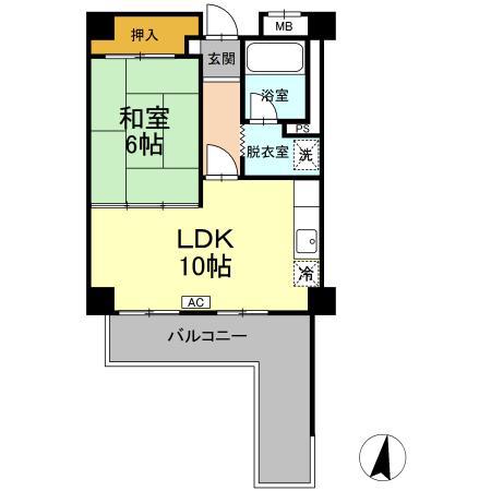 ジャルダン桜町(1LDK/6階)の間取り写真
