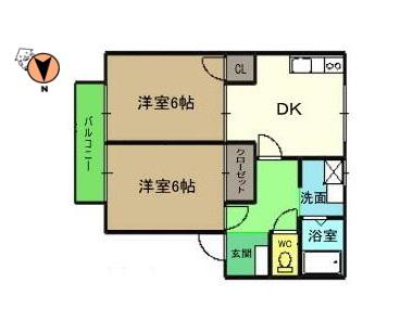 フレグランス名東A(2DK/1階)の間取り写真