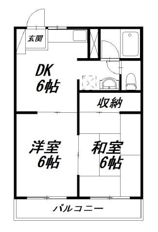 アーバンライフ壱番街(2DK/2階)の間取り写真
