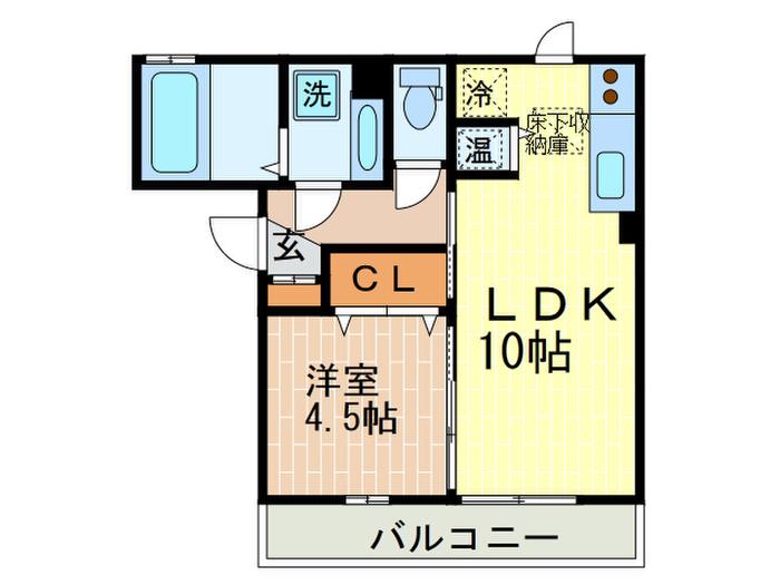 フラット松原(1LDK/3階)の間取り写真