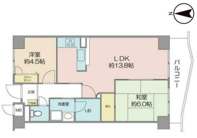 オークヒルズ(2LDK/4階)の間取り写真