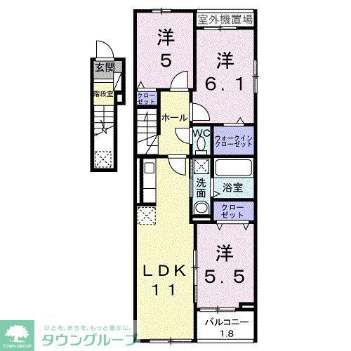 ベル・コリーヌB(3LDK/2階)の間取り写真