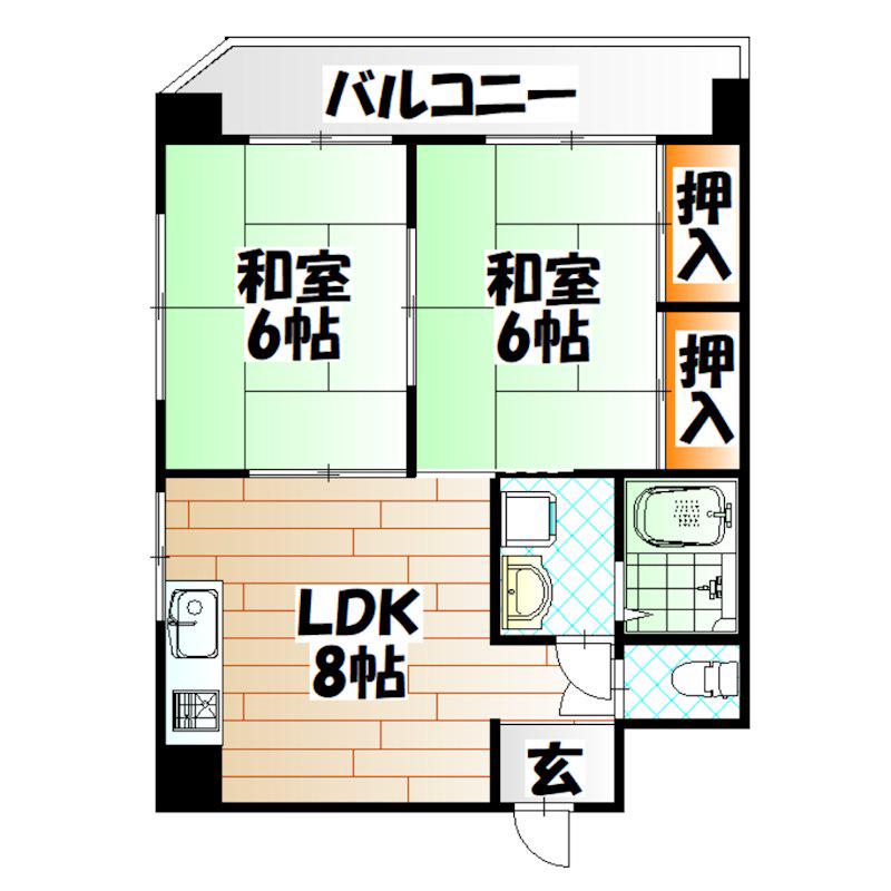 スリム西小倉(2LDK/4階)の間取り写真