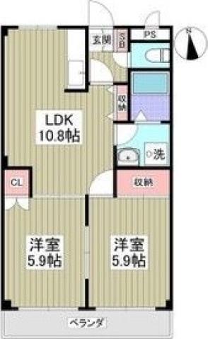サウス・フォレストA(2LDK/1階)の間取り写真
