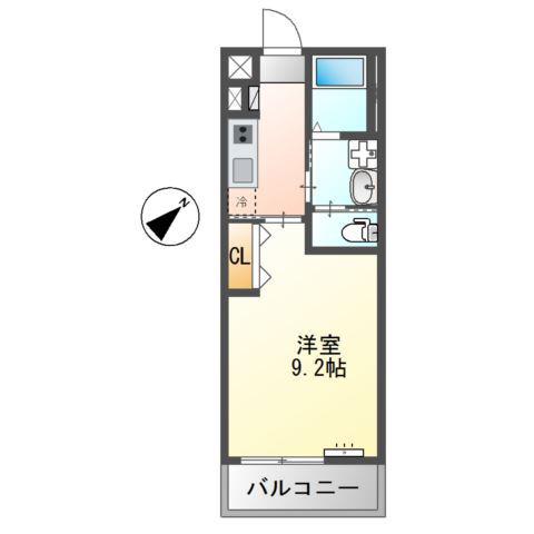 ライフライズ(1K/2階)の間取り写真