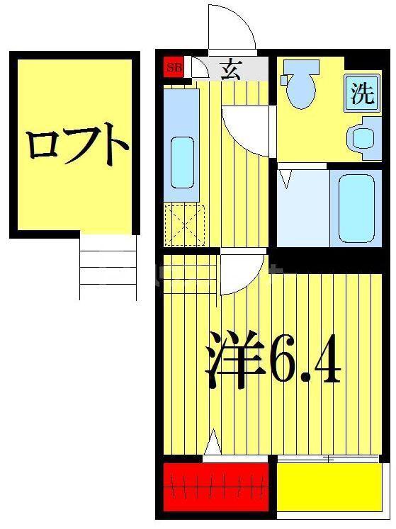 スマートフラット前原(1K/1階)の間取り写真