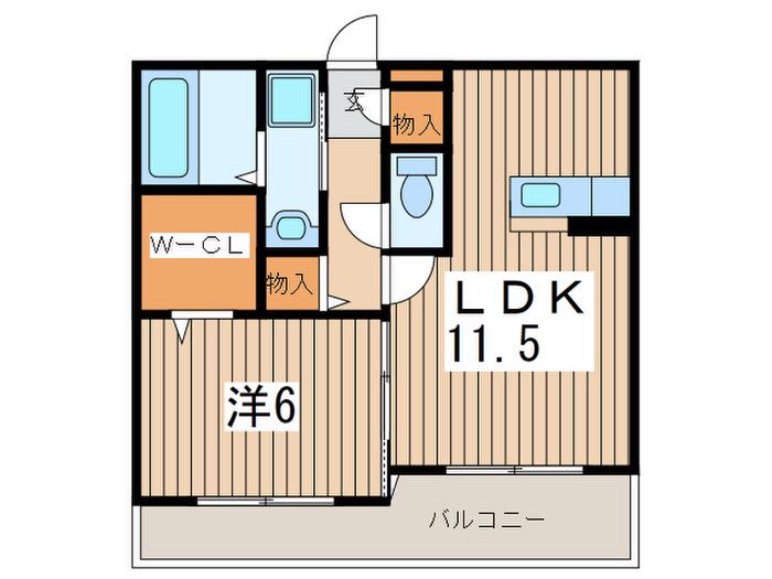 トロアモリール(1LDK/2階)の間取り写真