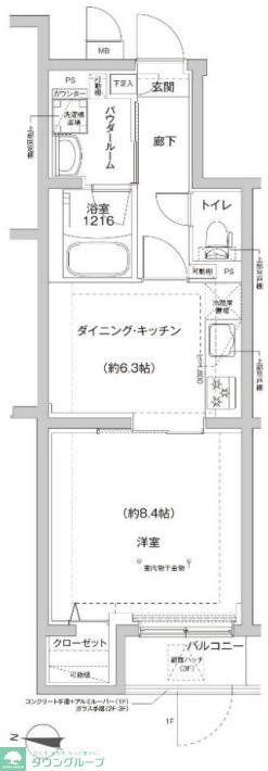 RELUXIA方南町II(1DK/1階)の間取り写真