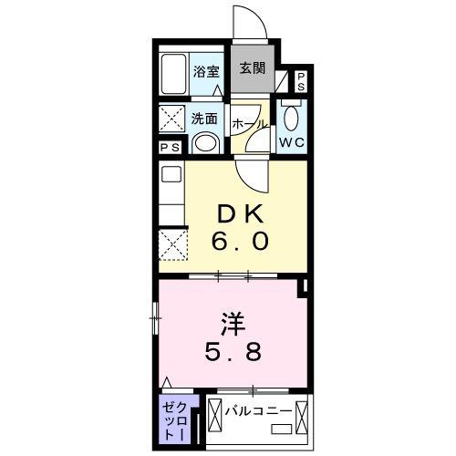 クレッセント(1DK/3階)の間取り写真