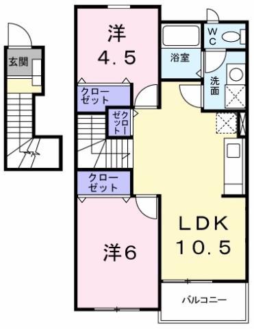 ベリエハウス(2LDK/2階)の間取り写真