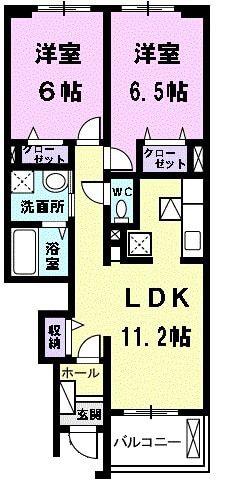 アルドール(2LDK/1階)の間取り写真