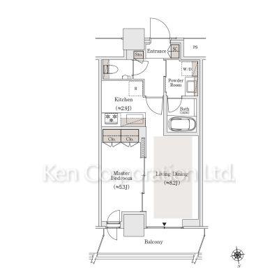 OIMACHI TRACKS RESIDENCE(1LDK/22階)の間取り写真
