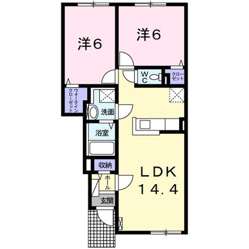 グランディアII(2LDK/1階)の間取り写真