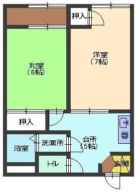シャンテハイツ(2DK/2階)の間取り写真