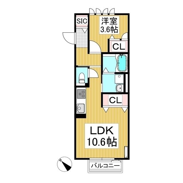 ブランショコラ(1LDK/2階)の間取り写真
