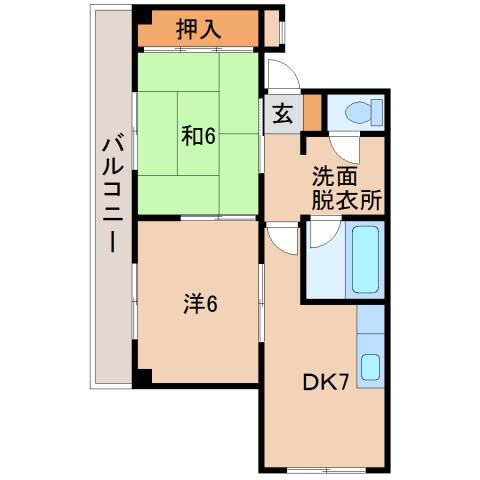 リベラルパレス新留(2DK/2階)の間取り写真
