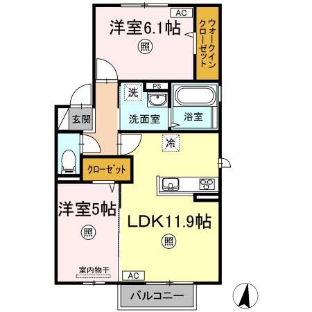 メインステイ(2LDK/2階)の間取り写真
