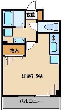 Mフラット(ワンルーム/2階)の間取り写真