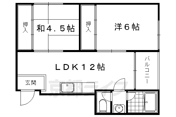 グランタック東山二条(2LDK/5階)の間取り写真