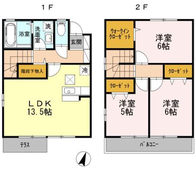 ボヌール・K(3LDK/1階)の間取り写真