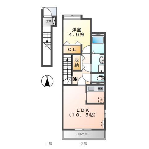 サンライズJ(1LDK/2階)の間取り写真