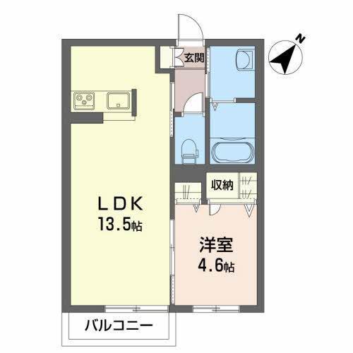 シャーメゾントミーB(1LDK/2階)の間取り写真