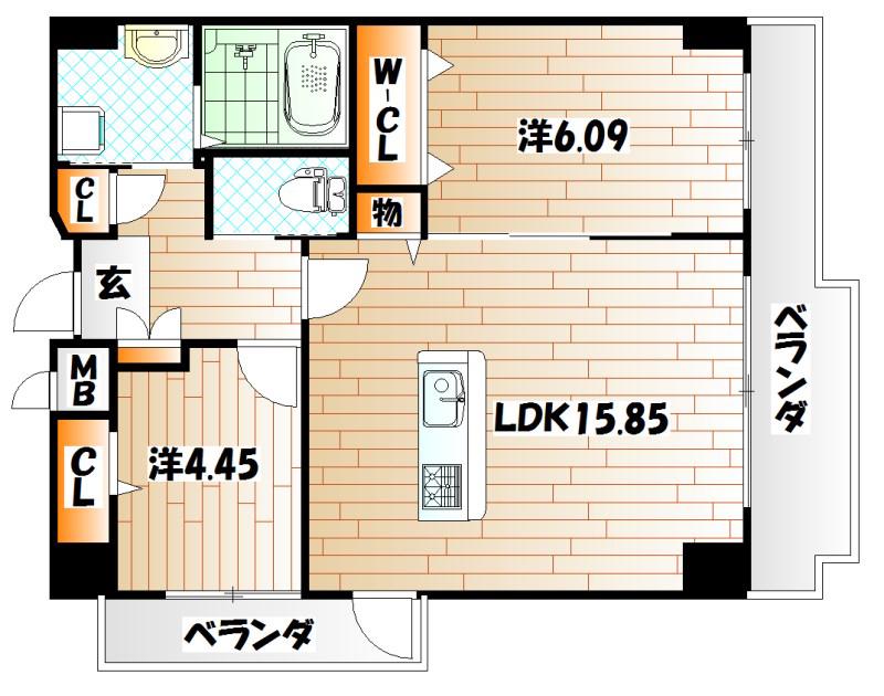 ピュアライフ金田ビル(2LDK/7階)の間取り写真