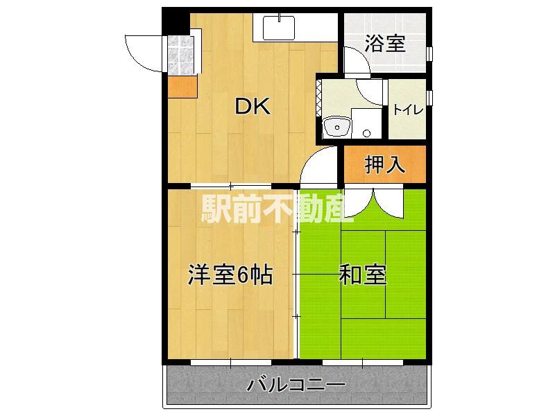 シャローム姪浜(2DK/4階)の間取り写真
