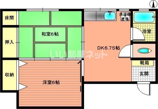 讃幸Rハイツ(2DK/3階)の間取り写真