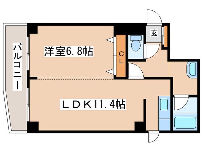 ハウスオブリザ平岸参番館(1LDK/6階)の間取り写真