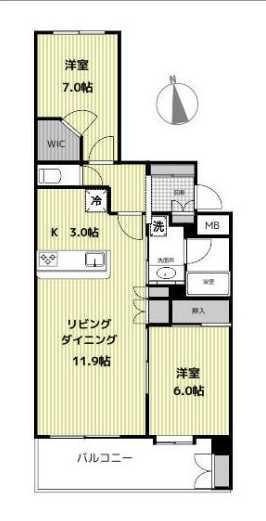 サンクタス横浜南の丘(2LDK/7階)の間取り写真