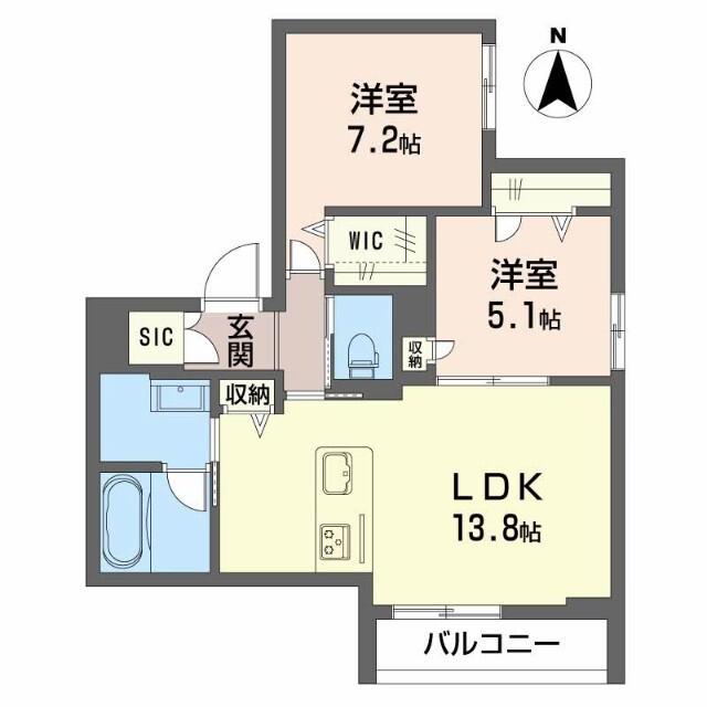 クレスティーク福住(2LDK/2階)の間取り写真