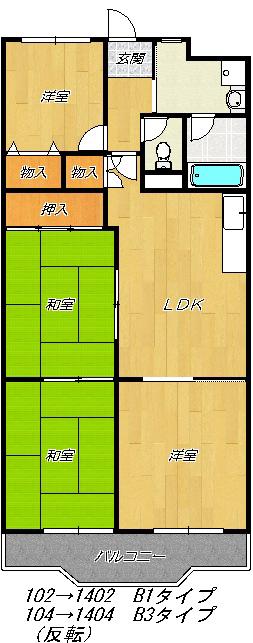 メゾン大邦(4LDK/6階)の間取り写真
