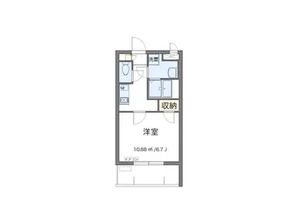 クレイノKANAGUSUKU(1K/2階)の間取り写真