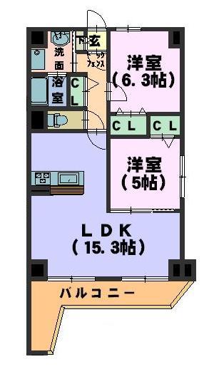 LOTUS 覚王山 (2LDK/9階)の間取り写真