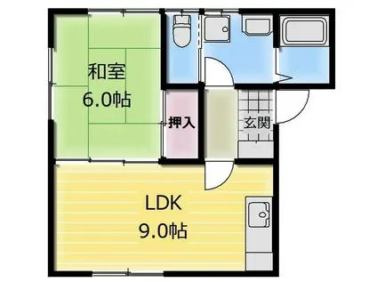 ハイツローゼ(1LDK/1階)の間取り写真
