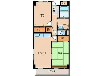 マンションニューハマⅠ(2LDK/2階)の間取り写真