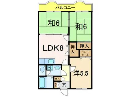 ピュアタウン花園(3DK/2階)の間取り写真