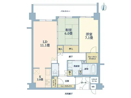 レフィナード嵐山(2LDK/5階)の間取り写真