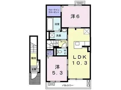 アフェットB(2LDK/2階)の間取り写真