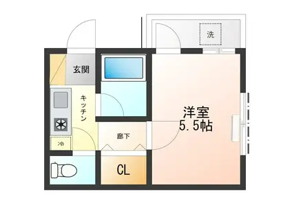 ホワイトガーデン(1K/2階)の間取り写真