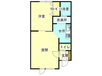 ガッシュ(1LDK/2階)の間取り写真
