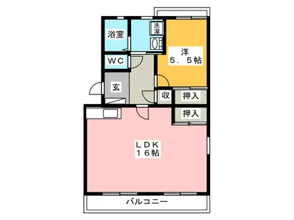 レヂデンスISHII S(1LDK/1階)の間取り写真