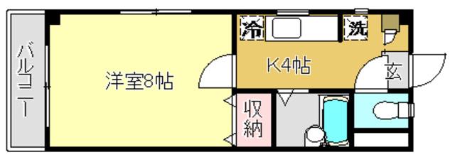 JR土讃線 高知駅 徒歩18分 3階建 築28年(1K/2階)の間取り写真