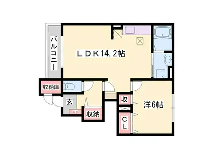 ラ・ブリーズ ハルII(1LDK/1階)の間取り写真