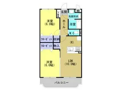 Y.M ソレイユII(2LDK/1階)の間取り写真