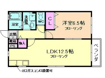 メゾン・ド・サンピエール(1LDK/2階)の間取り写真