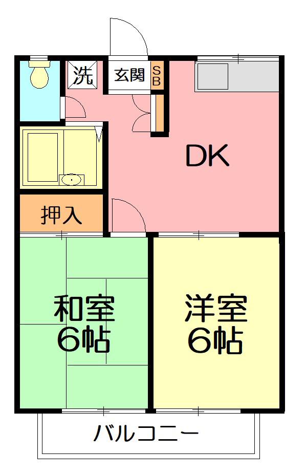 エステートピア湘南(2DK/1階)の間取り写真